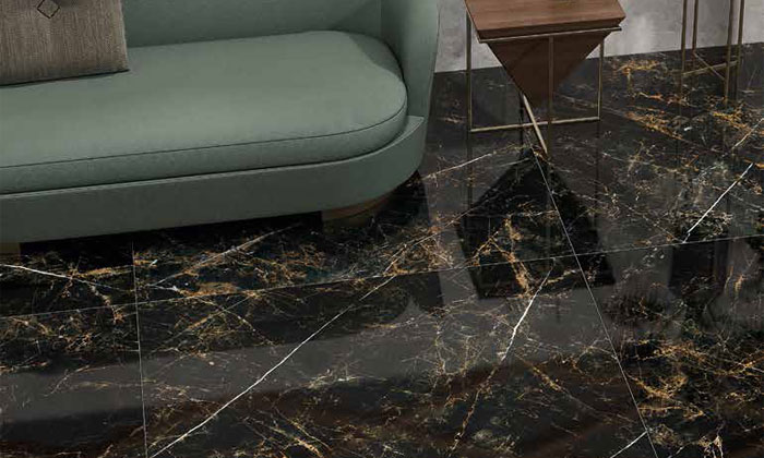 carrelage amb verdi costiles noir avec canapé vert